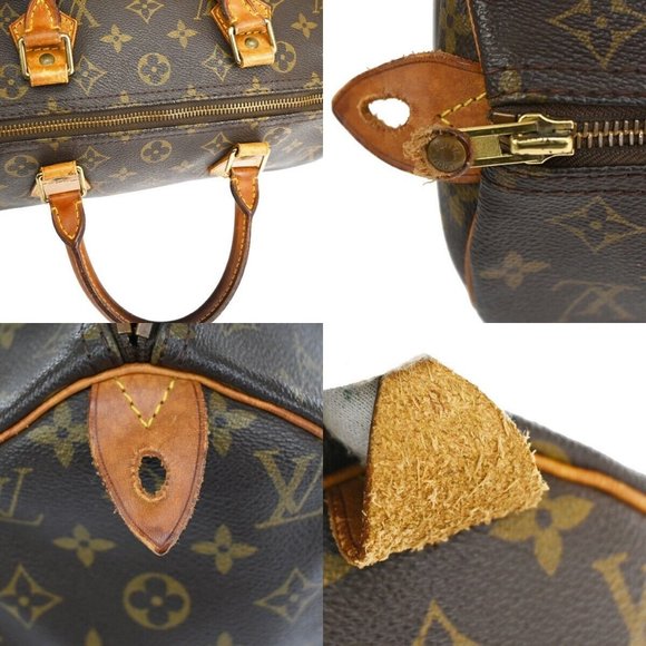 Authentic LOUIS VUITTON Speedy 30 Travel Hand Bag Monogram Leather Brown - Picture 9 of 15